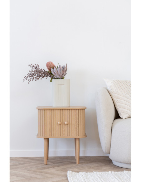 Chevet moderne 2 portes coulissantes Bois MDF Bois de pin Naturel Nikko 