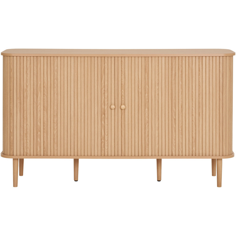 Grand Buffet moderne Bas 2 portes coulissantes Bois MDF Bois de pin Naturel Nikko 
