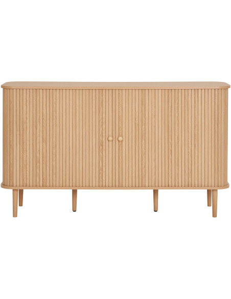 Grand Buffet moderne Bas 2 portes coulissantes Bois MDF Bois de pin Naturel Nikko 