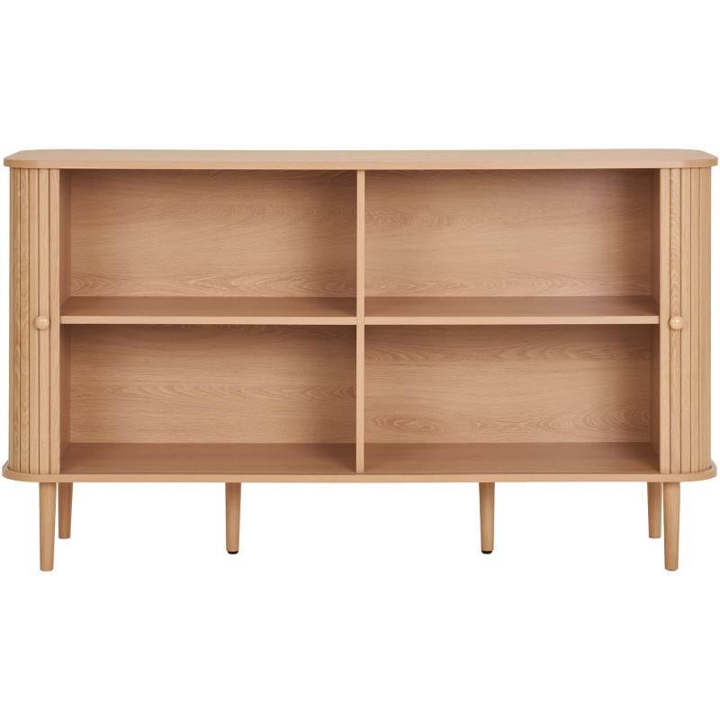Grand Buffet moderne Bas 2 portes coulissantes Bois MDF Bois de pin Naturel Nikko 