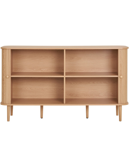 Grand Buffet moderne Bas 2 portes coulissantes Bois MDF Bois de pin Naturel Nikko 
