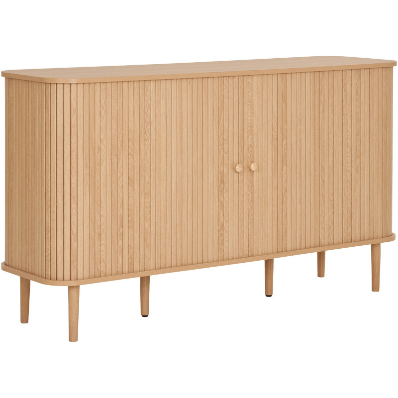 Grand Buffet moderne Bas 2 portes coulissantes Bois MDF Bois de pin Naturel Nikko 