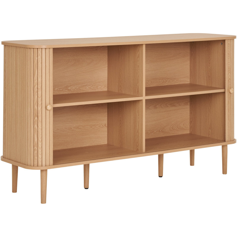 Grand Buffet moderne Bas 2 portes coulissantes Bois MDF Bois de pin Naturel Nikko 