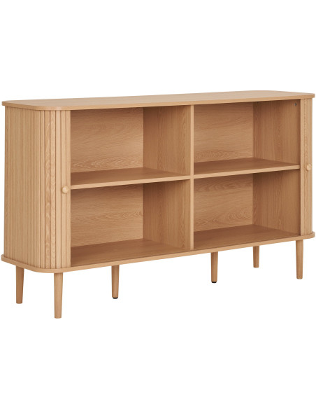 Grand Buffet moderne Bas 2 portes coulissantes Bois MDF Bois de pin Naturel Nikko 
