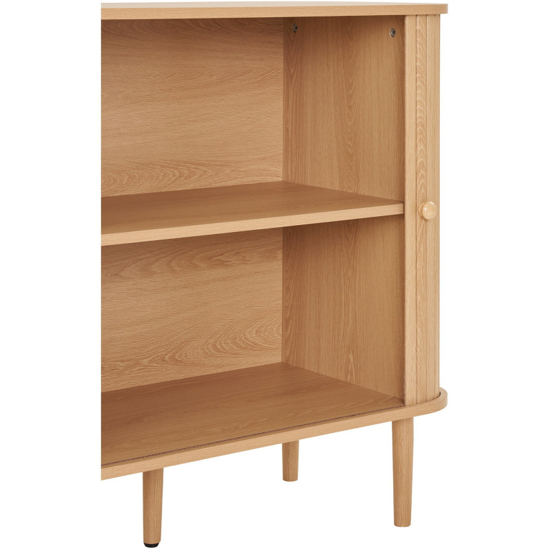 Grand Buffet moderne Bas 2 portes coulissantes Bois MDF Bois de pin Naturel Nikko 