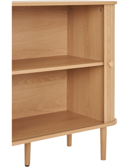 Grand Buffet moderne Bas 2 portes coulissantes Bois MDF Bois de pin Naturel Nikko 