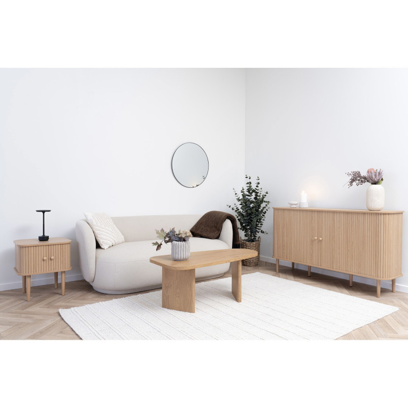 Grand Buffet moderne Bas 2 portes coulissantes Bois MDF Bois de pin Naturel Nikko 