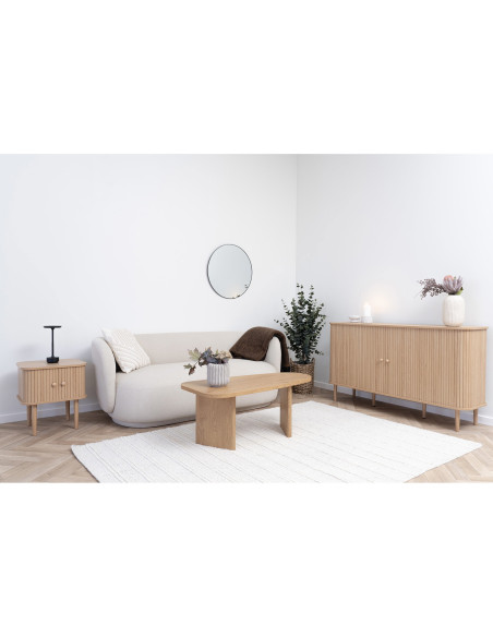 Grand Buffet moderne Bas 2 portes coulissantes Bois MDF Bois de pin Naturel Nikko 