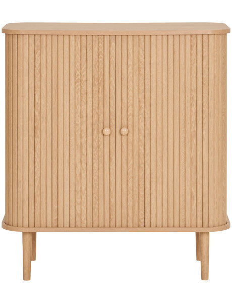 Petit Buffet moderne Bas 2 portes coulissantes Bois MDF Bois de pin Naturel Nikko 