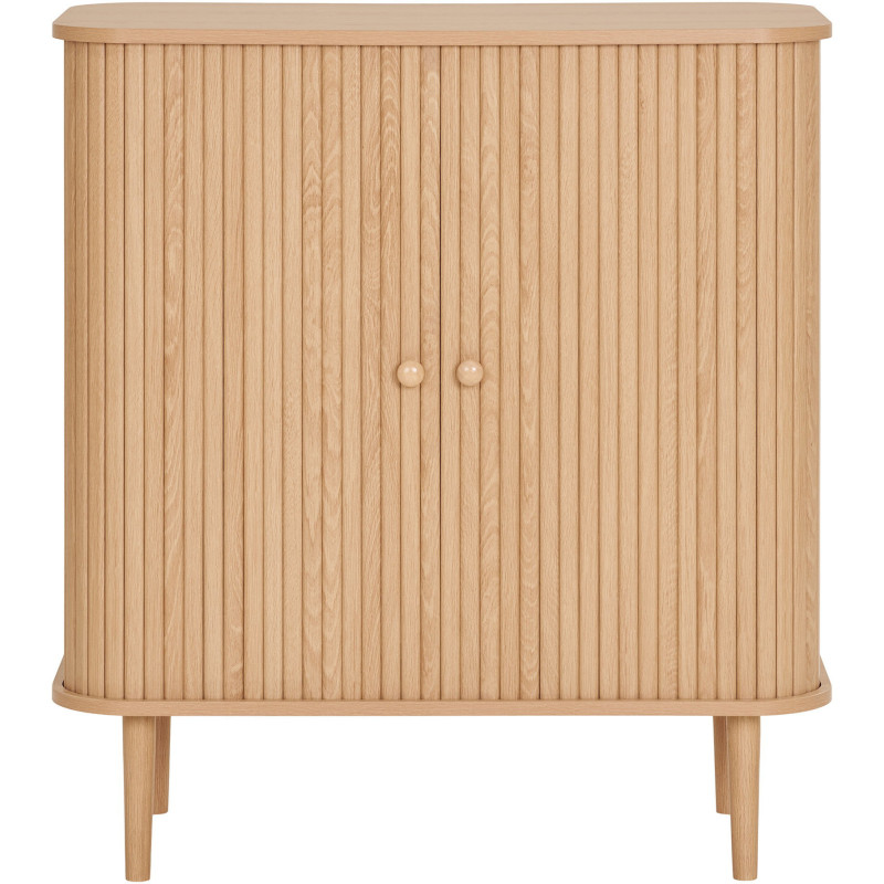Petit Buffet moderne Bas 2 portes coulissantes Bois MDF Bois de pin Naturel Nikko 