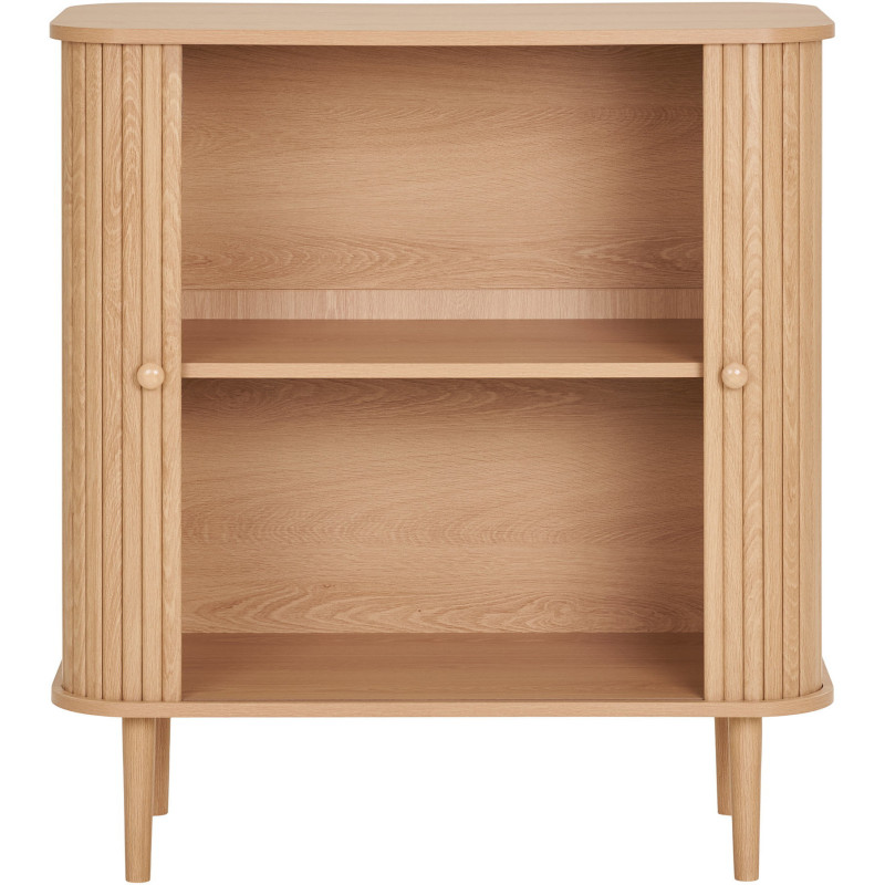 Petit Buffet moderne Bas 2 portes coulissantes Bois MDF Bois de pin Naturel Nikko 