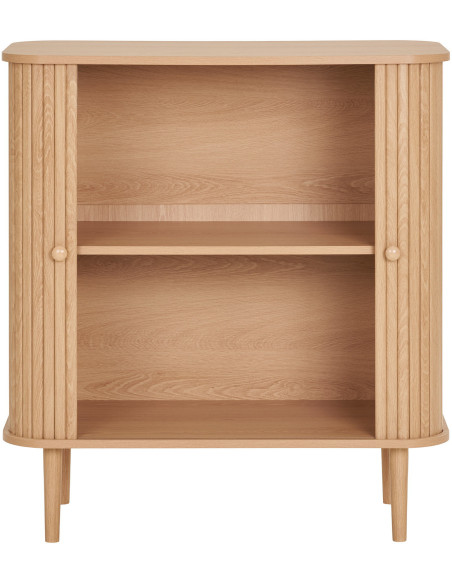 Petit Buffet moderne Bas 2 portes coulissantes Bois MDF Bois de pin Naturel Nikko 