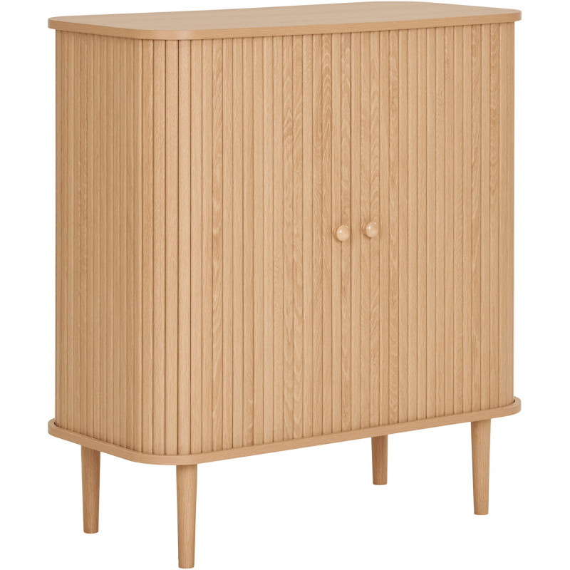 Petit Buffet moderne Bas 2 portes coulissantes Bois MDF Bois de pin Naturel Nikko 