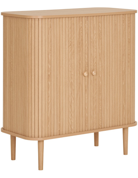 Petit Buffet moderne Bas 2 portes coulissantes Bois MDF Bois de pin Naturel Nikko 