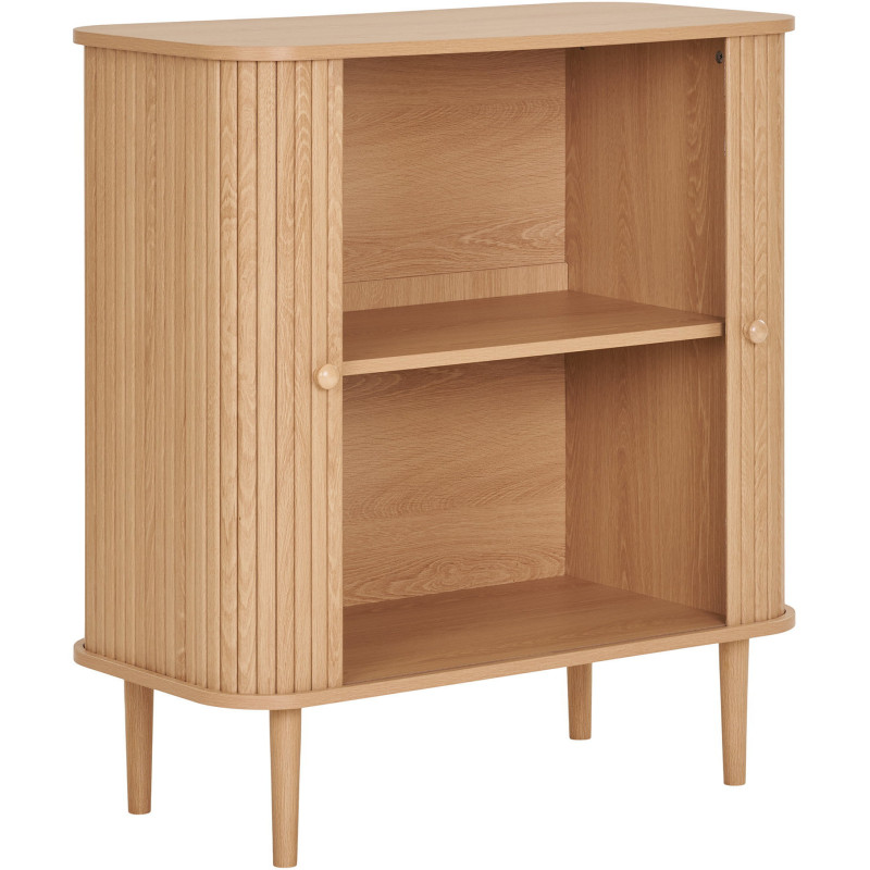 Petit Buffet moderne Bas 2 portes coulissantes Bois MDF Bois de pin Naturel Nikko 