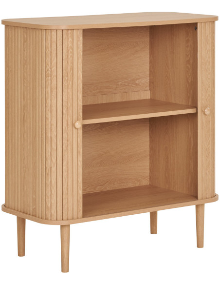 Petit Buffet moderne Bas 2 portes coulissantes Bois MDF Bois de pin Naturel Nikko 
