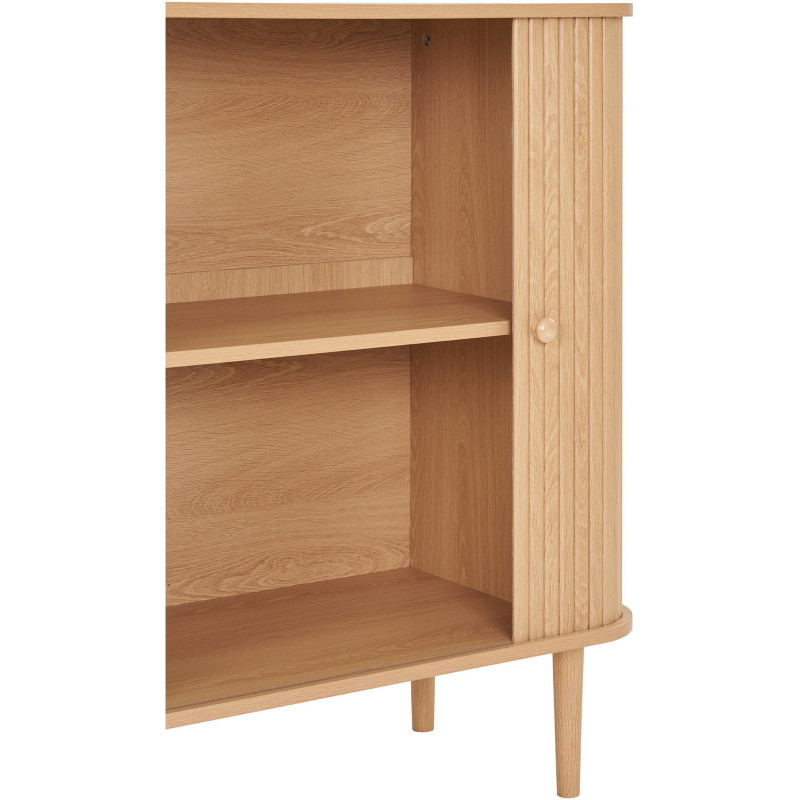 Petit Buffet moderne Bas 2 portes coulissantes Bois MDF Bois de pin Naturel Nikko 