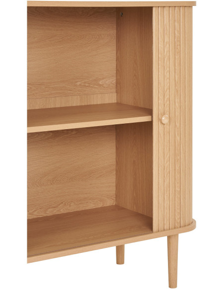 Petit Buffet moderne Bas 2 portes coulissantes Bois MDF Bois de pin Naturel Nikko 