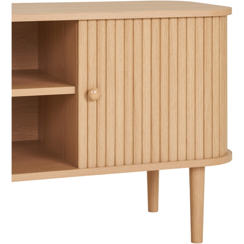 Meuble télé moderne 2 portes coulissantes 2 niches Bois MDF Bois de pin Naturel Nikko 