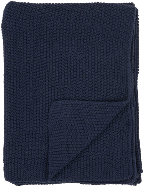 Plaid moderne 130x170 Coton recyclé Bleu foncé Santos 