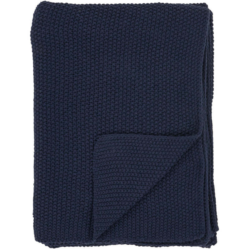 Plaid moderne 130x170 Coton recyclé Bleu foncé Santos 