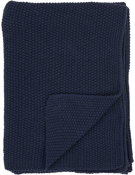 Plaid moderne 130x170 Coton recyclé Bleu foncé Santos 