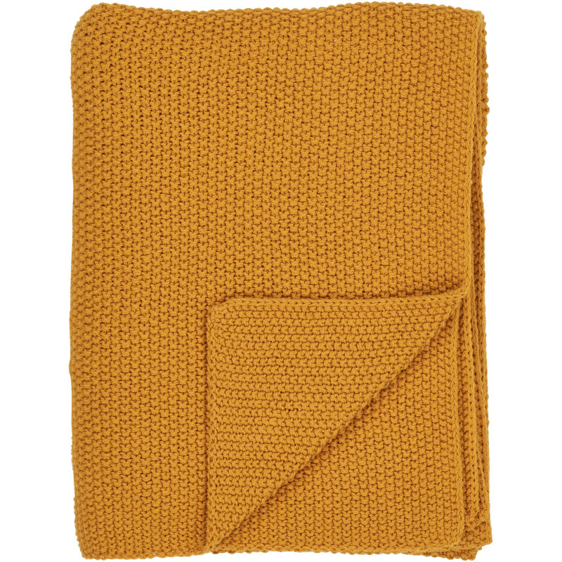 Plaid moderne 130x170 Coton recyclé Ocre Santos 