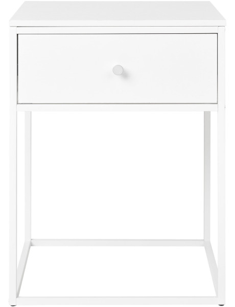 Chevet moderne 1 tiroir Métal Panneau de particules Feuille de mélamine Blanc Vita 