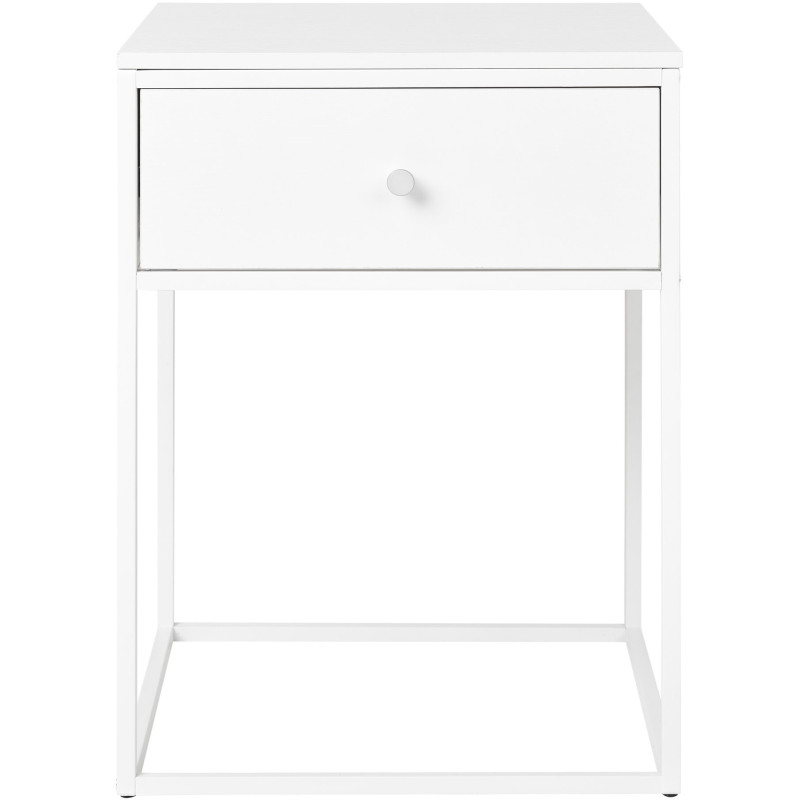 Chevet moderne 1 tiroir Métal Panneau de particules Feuille de mélamine Blanc Vita 