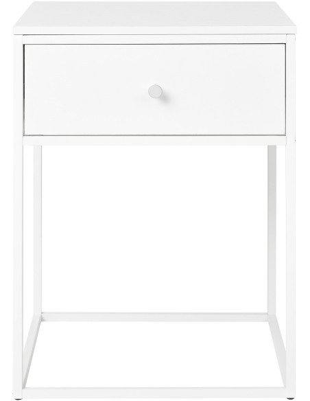 Chevet moderne 1 tiroir Métal Panneau de particules Feuille de mélamine Blanc Vita 