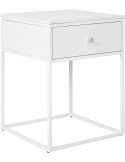 Table de chevet blanche 1 tiroir acier et mélaminé 40x40x55 cm Vita
