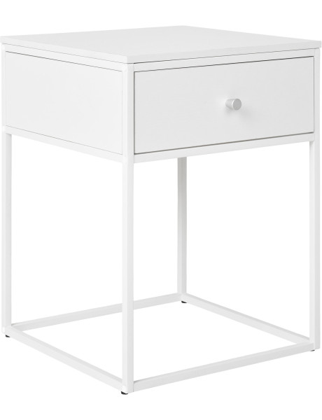 Chevet moderne 1 tiroir Métal Panneau de particules Feuille de mélamine Blanc Vita 