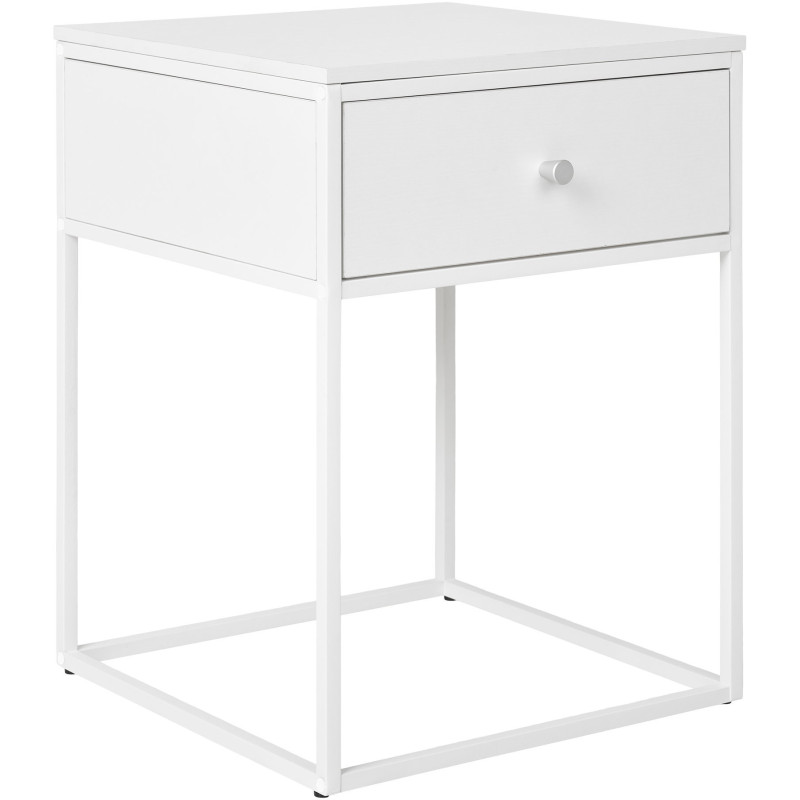 Chevet moderne 1 tiroir Métal Panneau de particules Feuille de mélamine Blanc Vita 