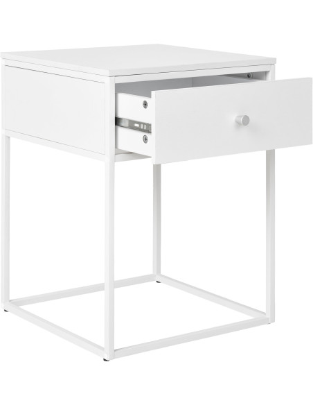 Chevet moderne 1 tiroir Métal Panneau de particules Feuille de mélamine Blanc Vita 