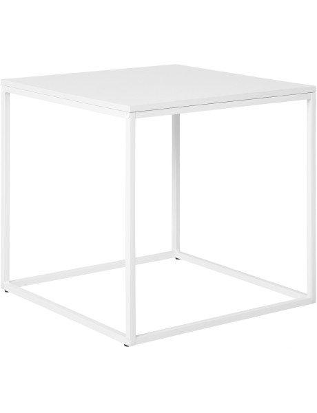 Table d'appoint moderne Carrée Métal Panneau de particules Feuille de mélamine Blanc Vita 