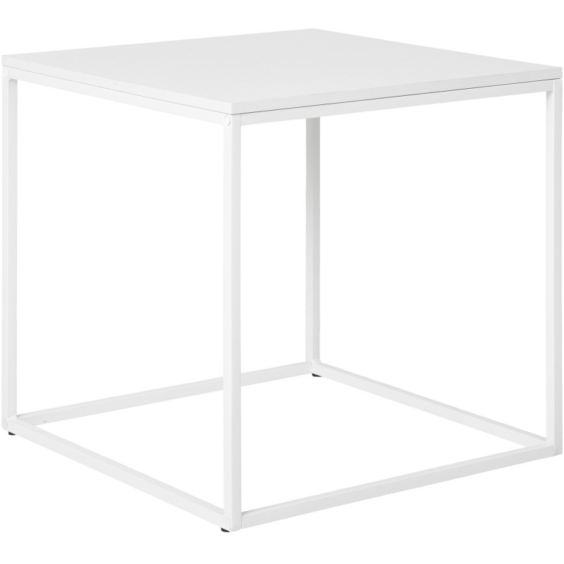 Table d'appoint moderne Carrée Métal Panneau de particules Feuille de mélamine Blanc Vita 