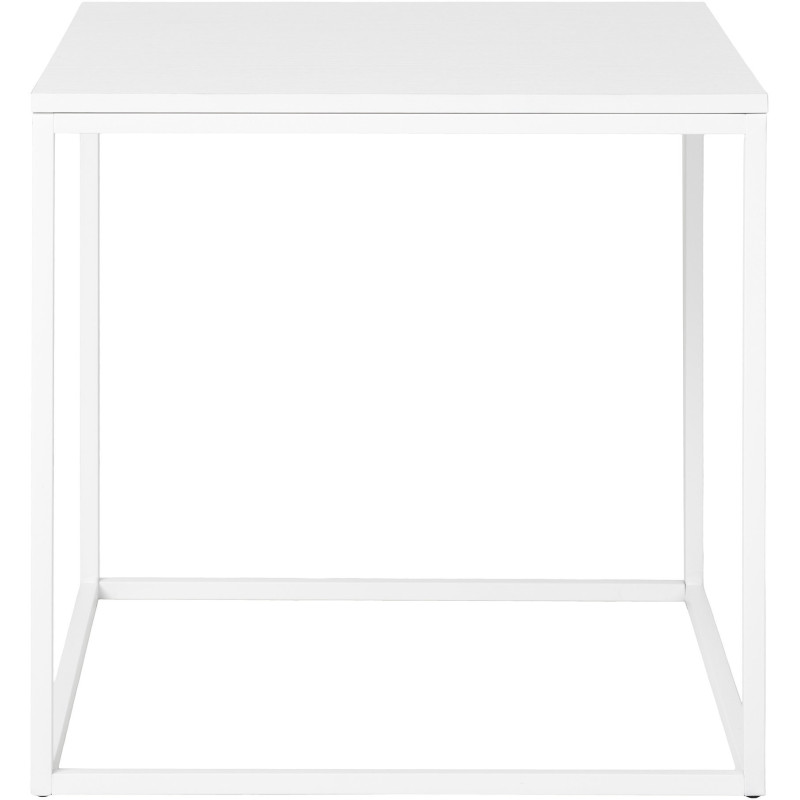 Table d'appoint moderne Carrée Métal Panneau de particules Feuille de mélamine Blanc Vita 