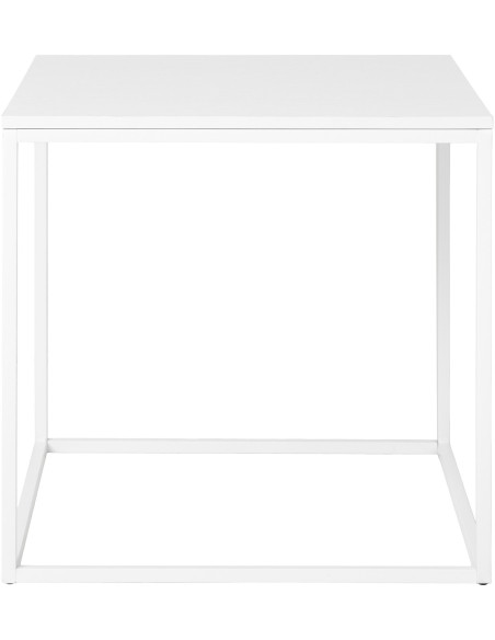 Table d'appoint moderne Carrée Métal Panneau de particules Feuille de mélamine Blanc Vita 