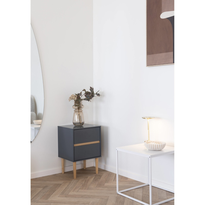 Table d'appoint moderne Carrée Métal Panneau de particules Feuille de mélamine Blanc Vita 