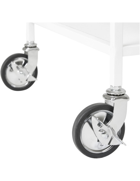 Desserte bar moderne sur roulettes 2 niveaux Métal Panneau de particules Feuille de mélamine Blanc Vita 