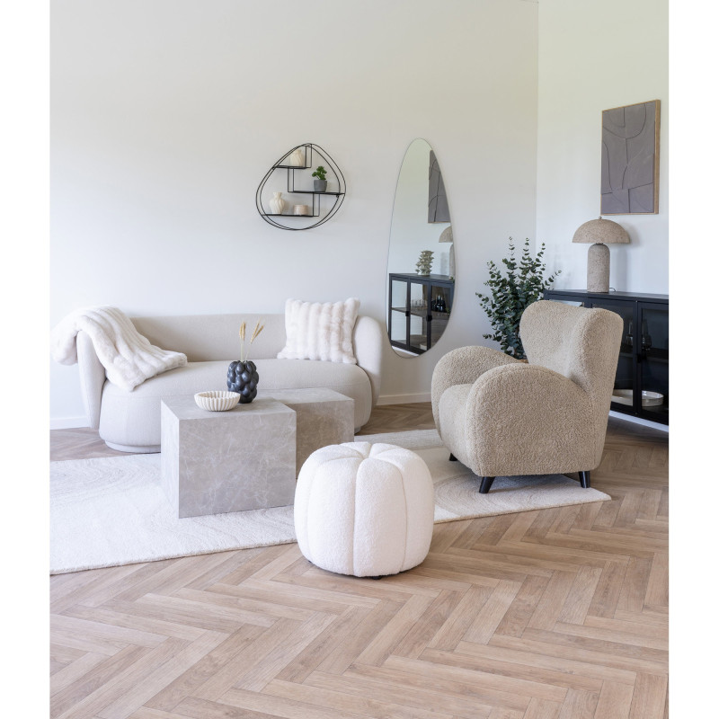 Coussin douceur Carré 45x45 Fausse fourrure Blanc Galena 