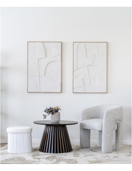 Table basse moderne Ronde Bois MDF Marron Effet chêne Osaka 