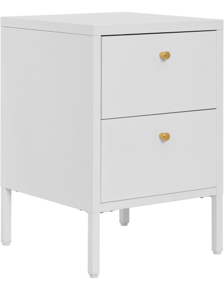 Chevet moderne 2 tiroirs Métal Blanc Dalby 