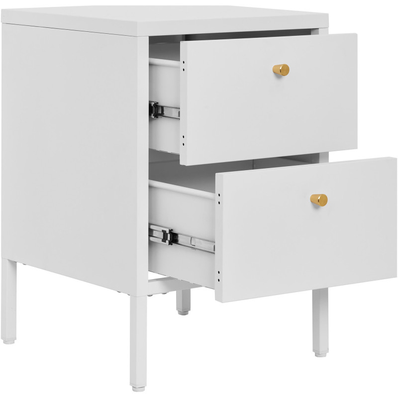 Chevet moderne 2 tiroirs Métal Blanc Dalby 