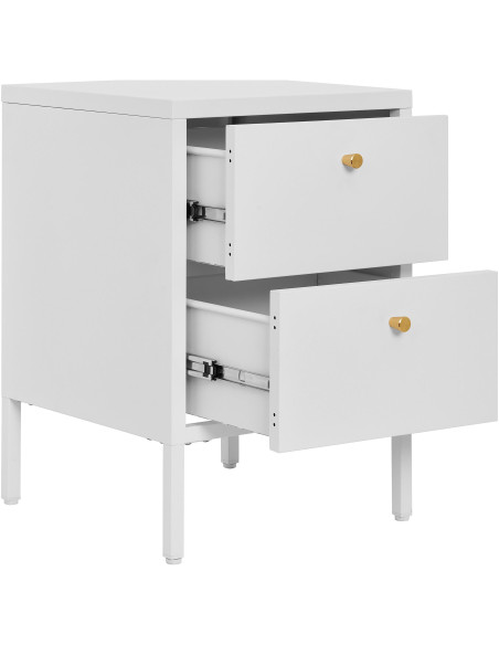 Chevet moderne 2 tiroirs Métal Blanc Dalby 