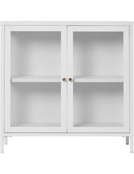 Buffet moderne Bas 2 portes Métal Blanc Verre Transparent Dalby 