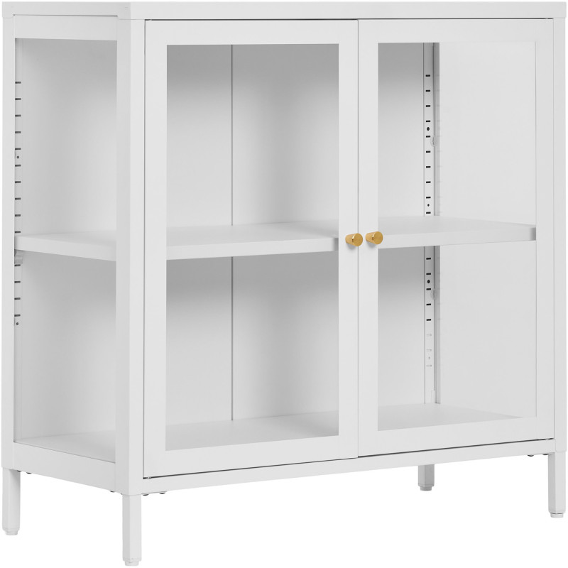 Buffet moderne Bas 2 portes Métal Blanc Verre Transparent Dalby 