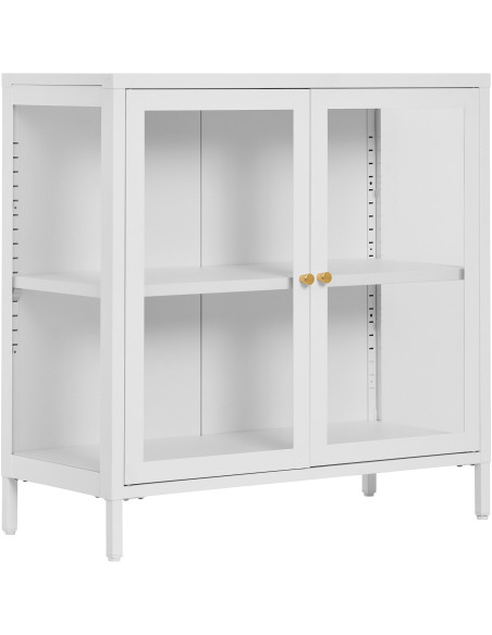 Buffet moderne Bas 2 portes Métal Blanc Verre Transparent Dalby 