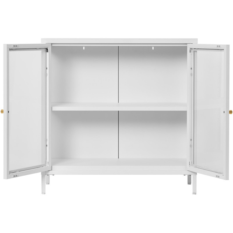 Buffet moderne Bas 2 portes Métal Blanc Verre Transparent Dalby 