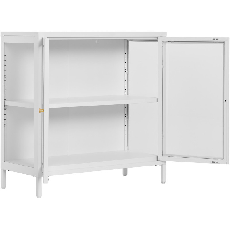 Buffet moderne Bas 2 portes Métal Blanc Verre Transparent Dalby 